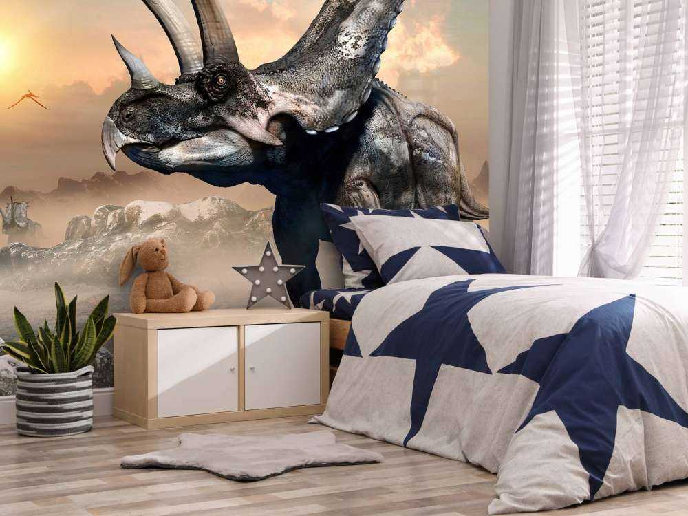 Dinosaur in the morning fog