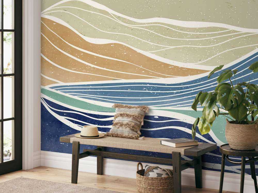 Colored ocean waves with the sun