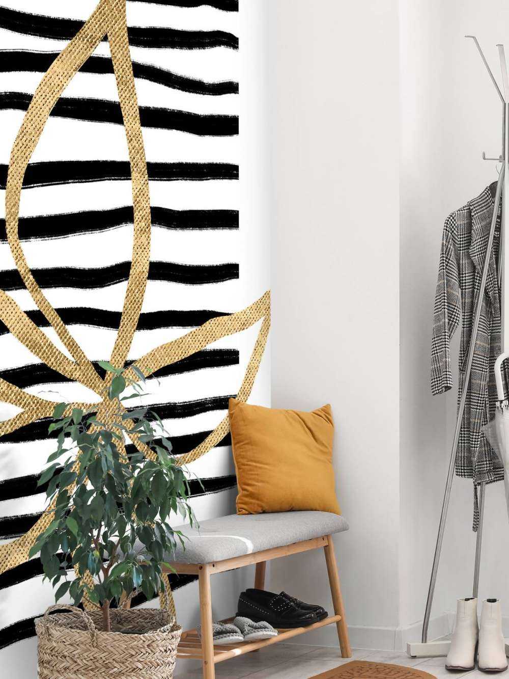Golden Flower on Black Stripes