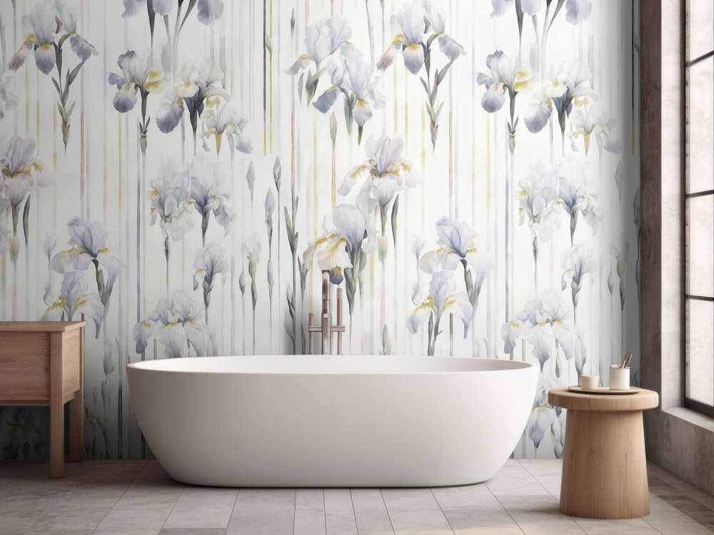 Irises and Stripes Seamless Gray