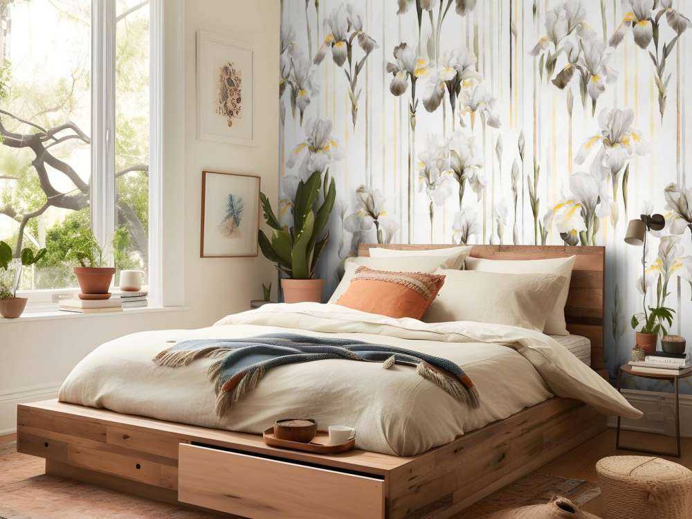 Irises and Stripes Seamless Sepia