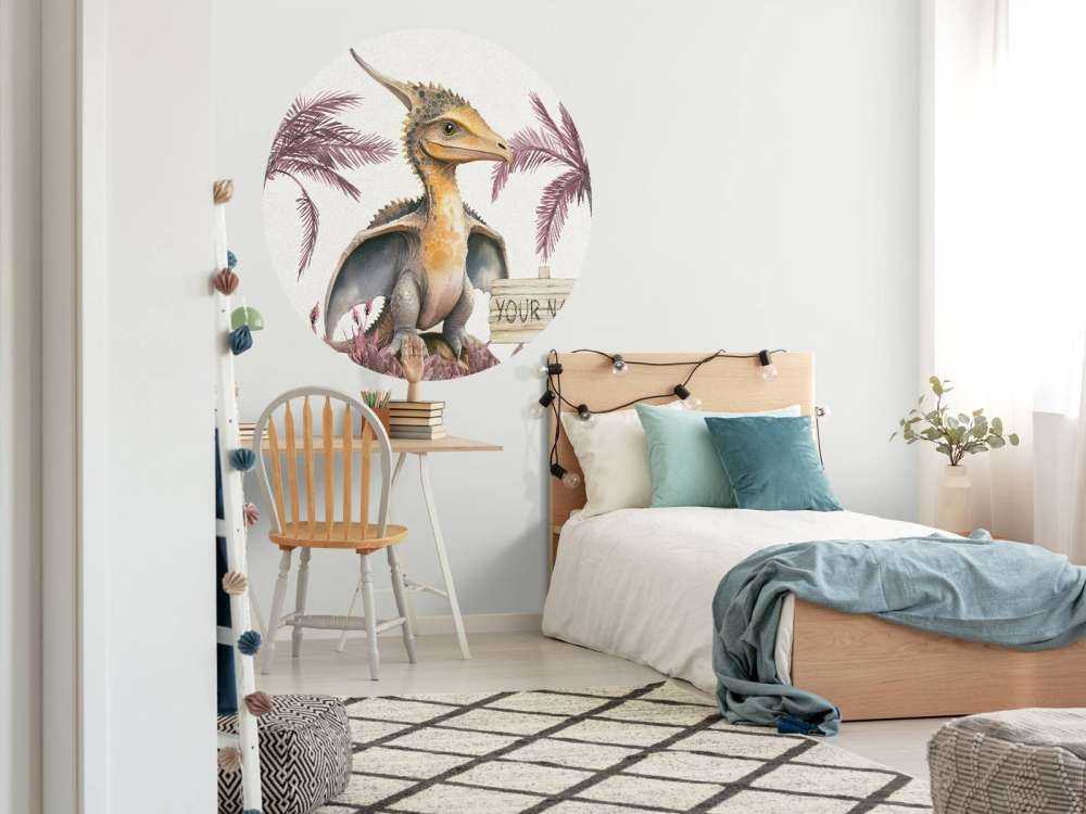 Baby pteranodon in the pink jungle