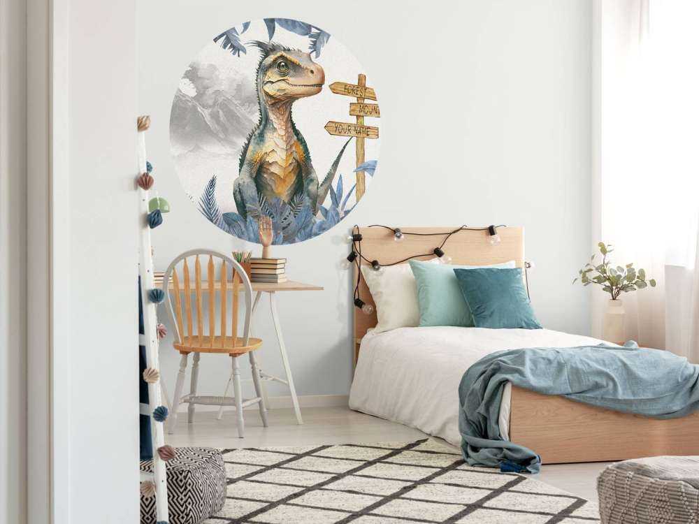 Baby velociraptor in the blue jungle