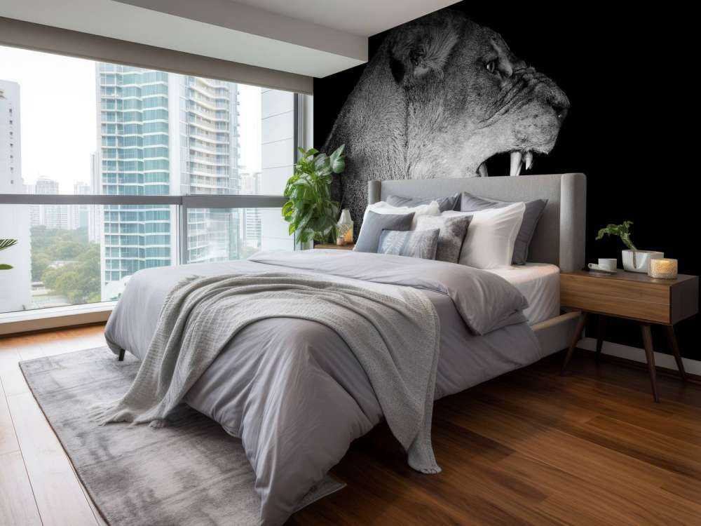 Lioness side view black