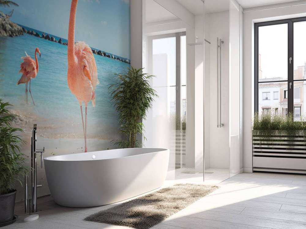 Flamingo on the beach