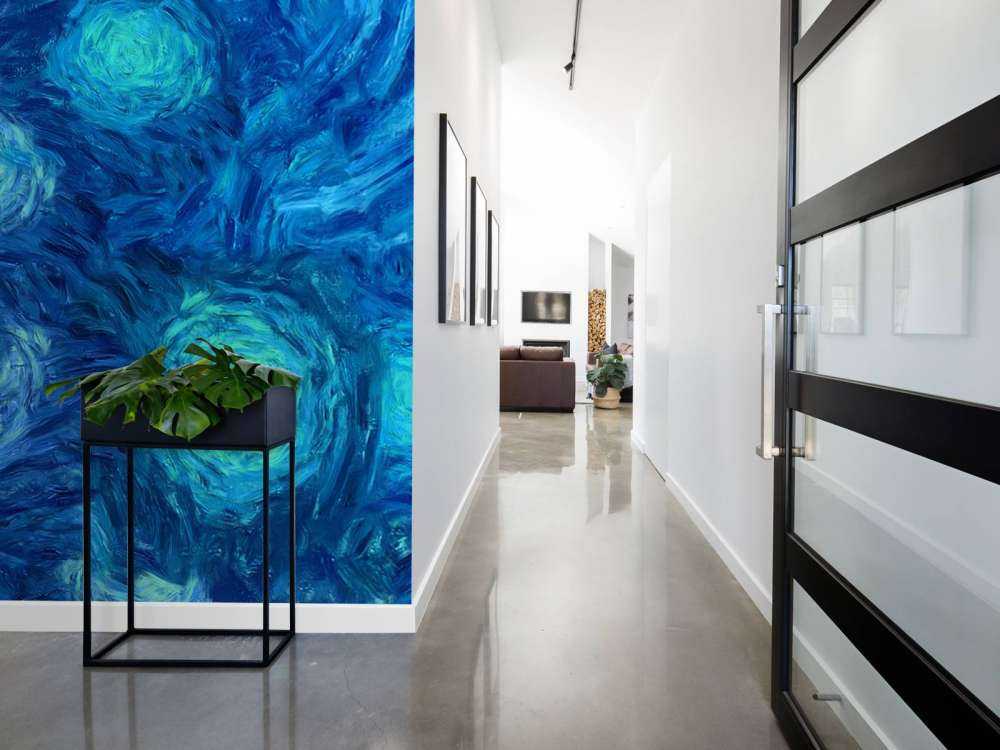 Geschilderde blauwe bloemen structuur