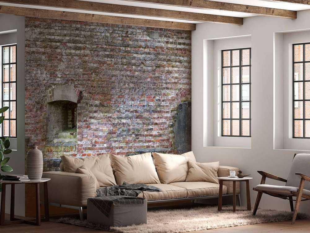 Gelaagde bakstenen muur