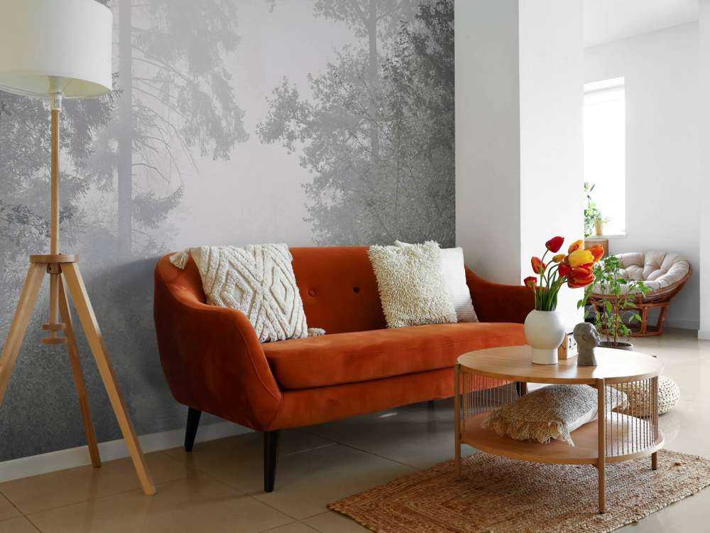 Road through misty forest