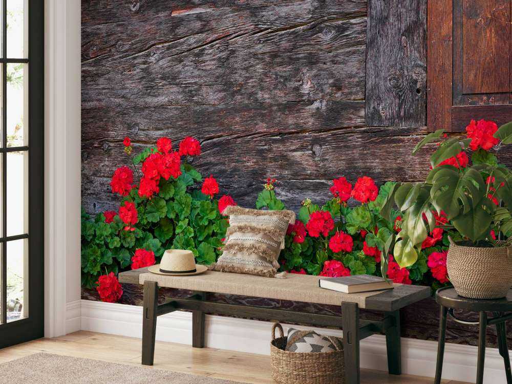 Old wood with flowers