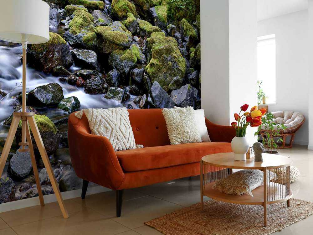 Running water with boulders