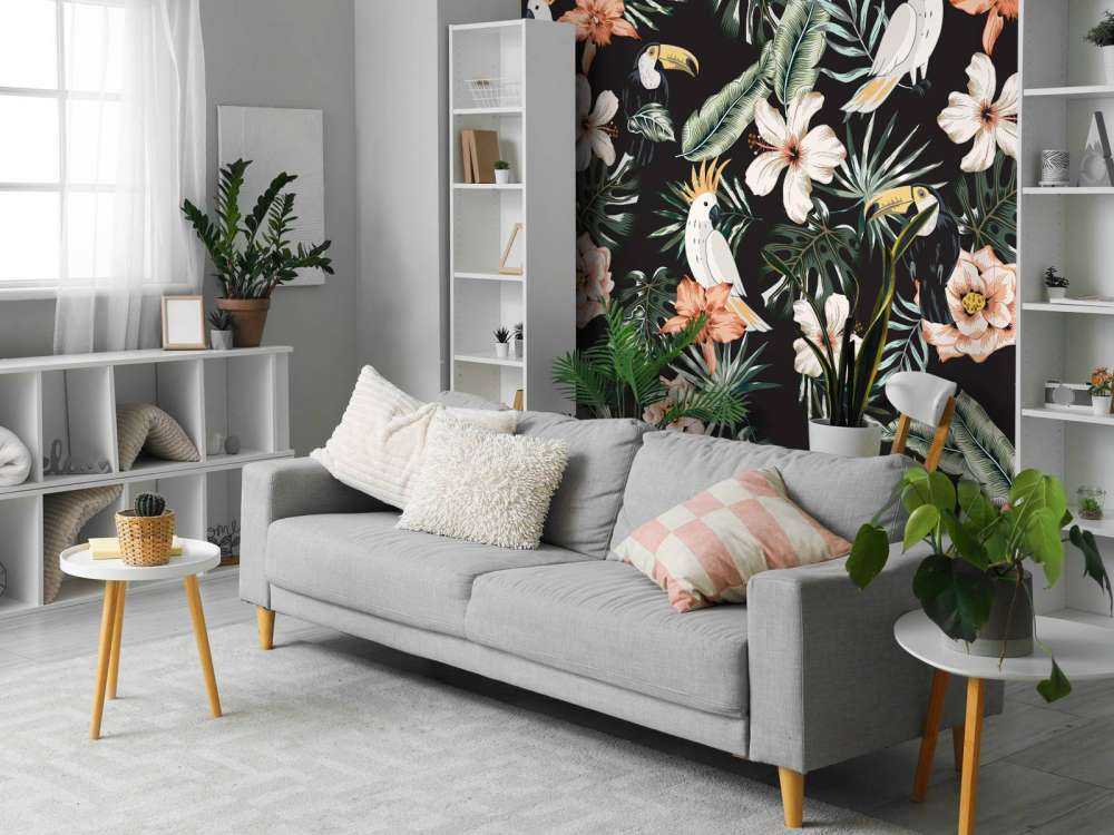 Tropical toucan and parrot