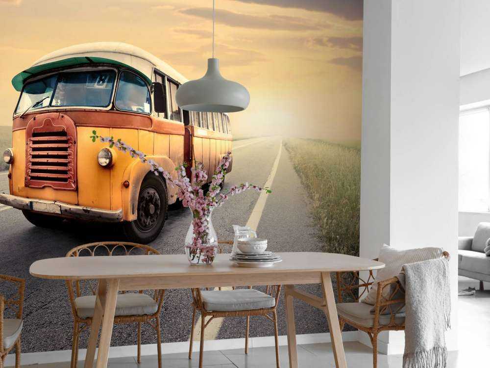 Bus on a deserted road