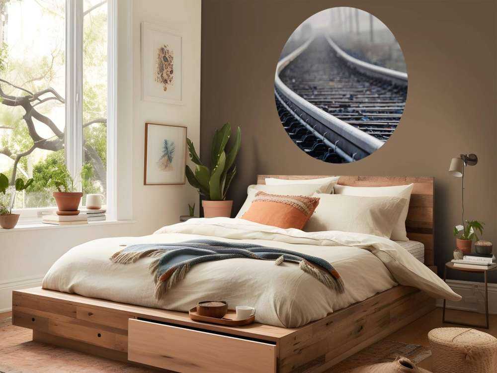 Train track in the morning mist