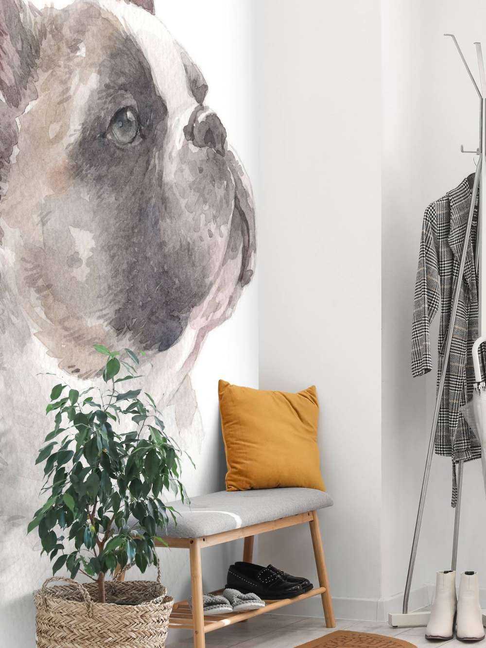 Watercolor French bulldog