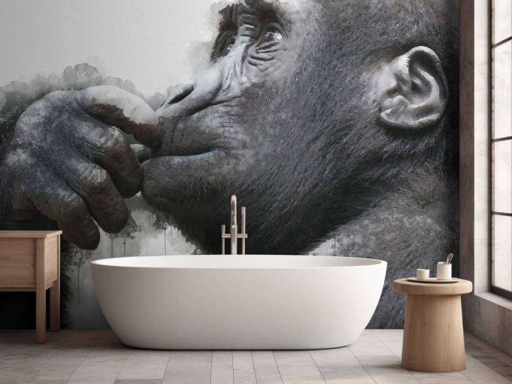 Watercolor chimpanzee