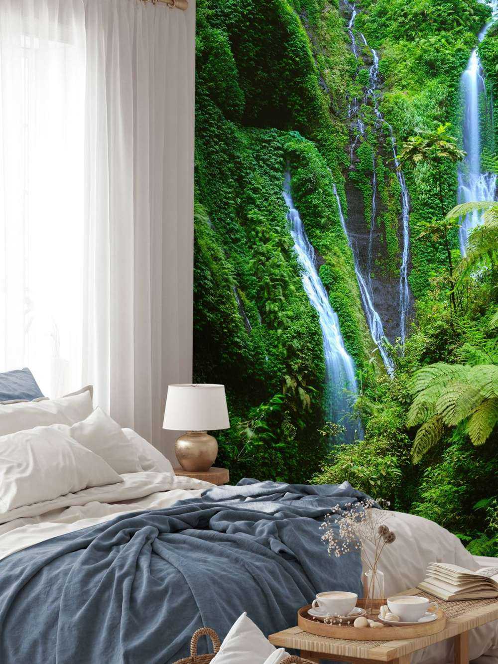 Green jungle and waterfalls