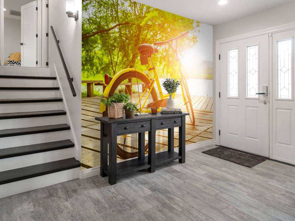 Yellow bike on jetty