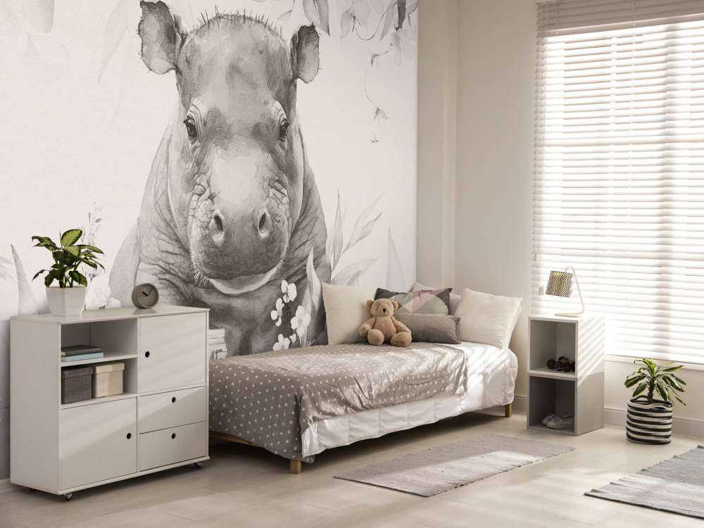 Baby hippo in the jungle beige