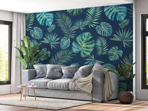 Palm leaves and monstera