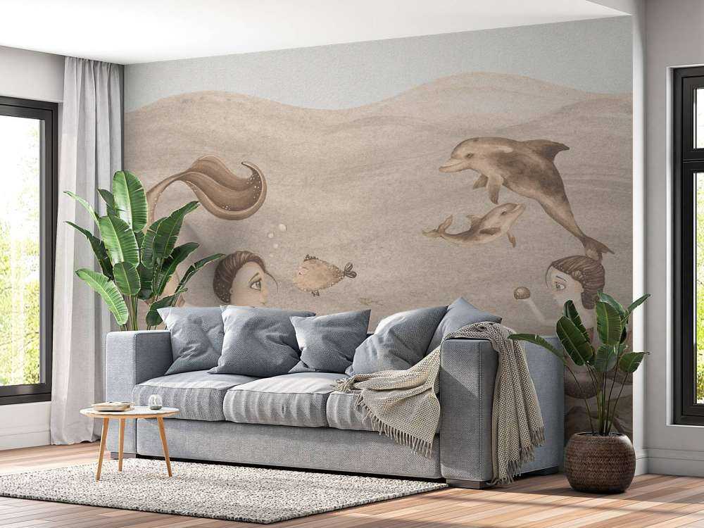 Mermaid world in taupe