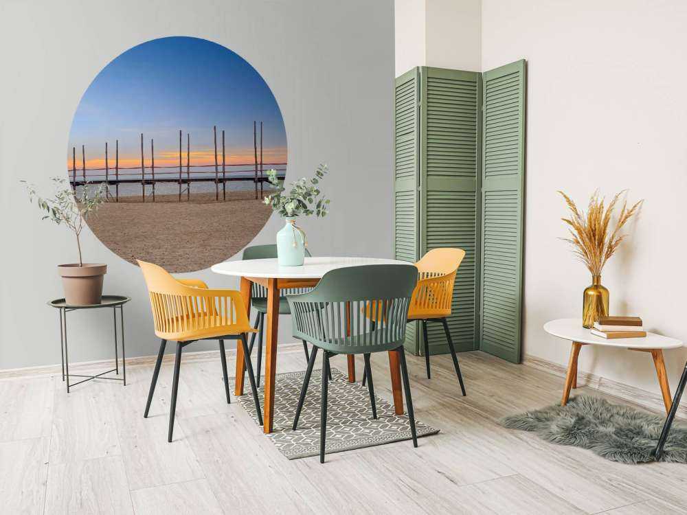 Long jetty with wooden posts