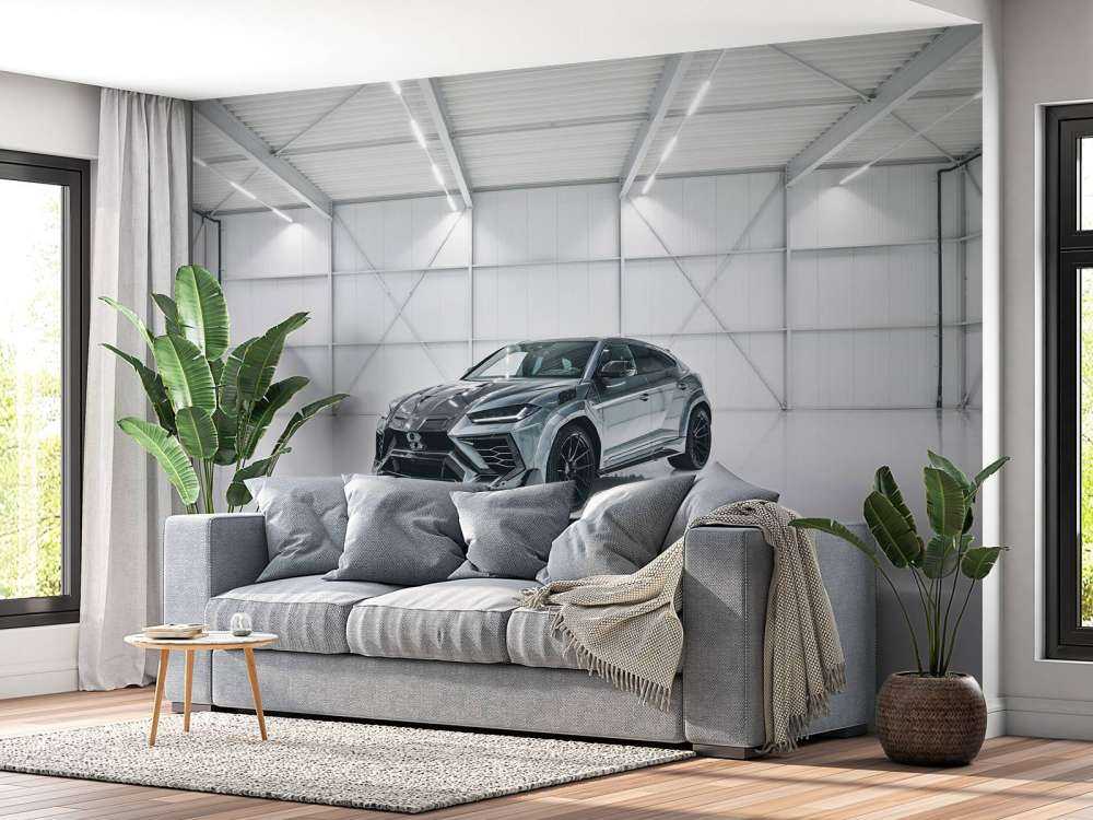 Lamborghini in white hall