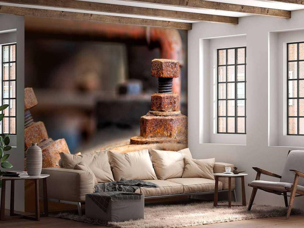 Detail of a rusted steam boiler (B)