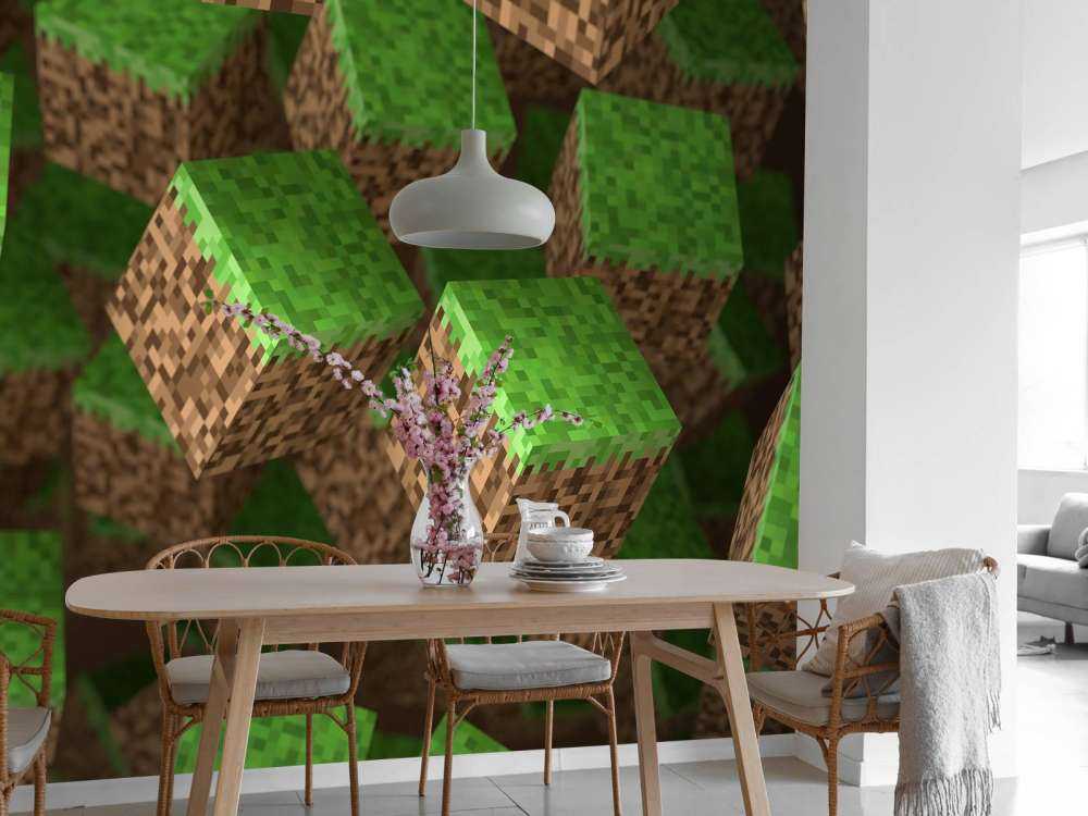 3D Minecraft grass blocks