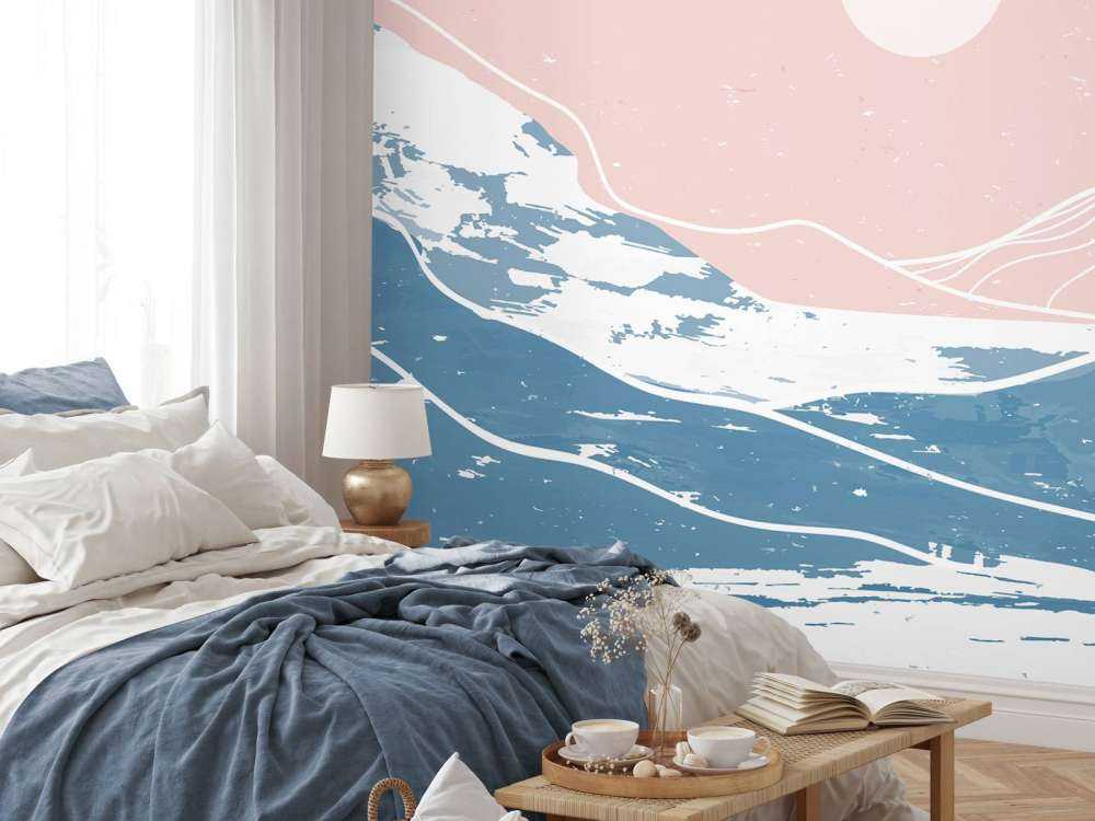 Winter mountains in front of the sun