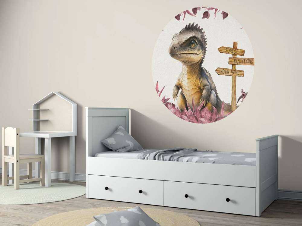 Baby spinosaurus in the pink jungle