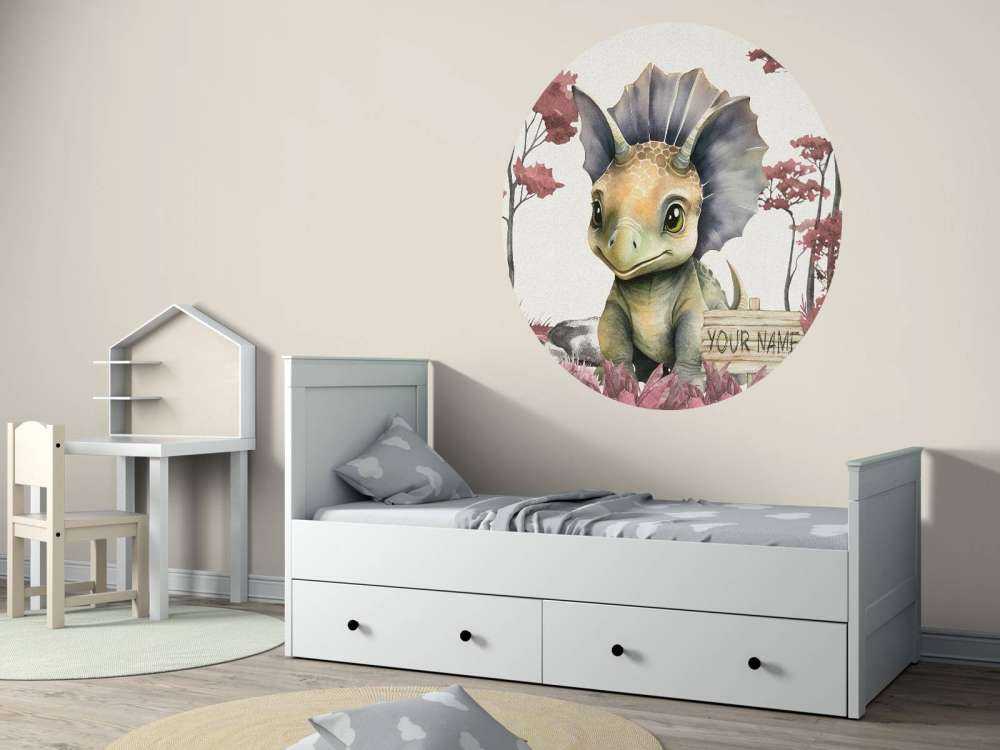 Baby triceratops in the pink jungle