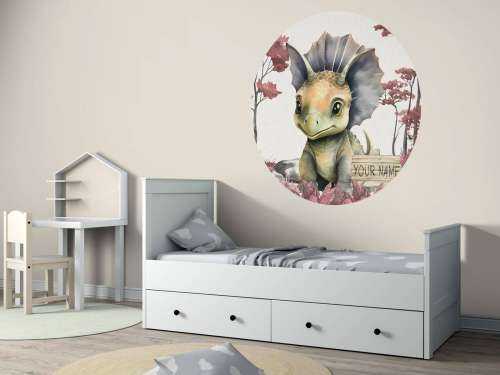 Baby triceratops in the pink jungle