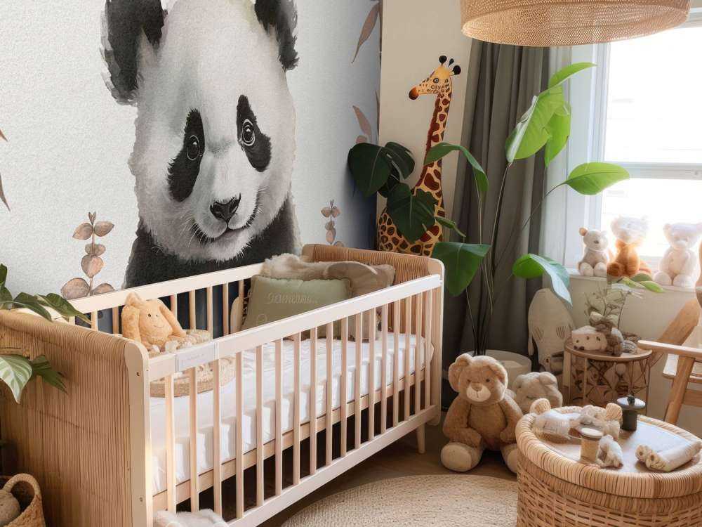 Baby panda in the jungle taupe