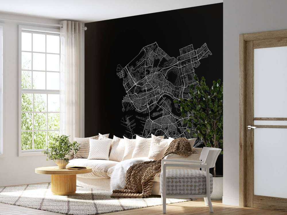 Map of Rotterdam, black