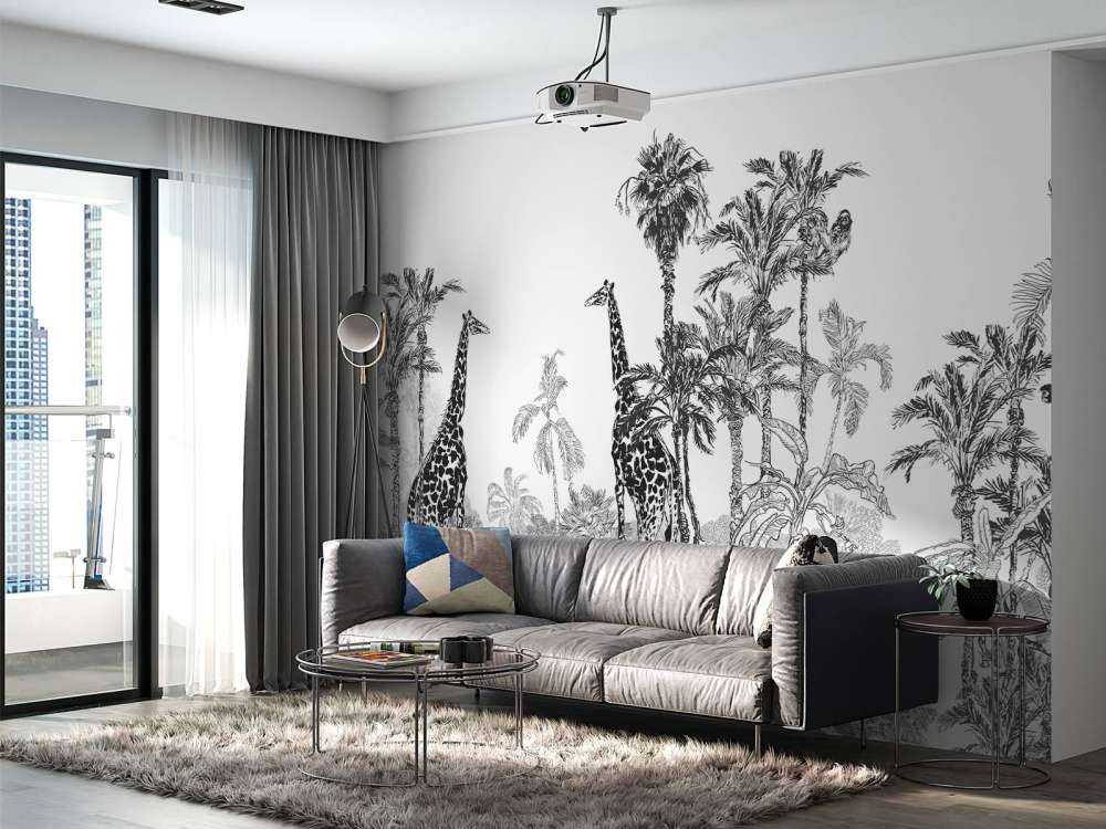 Sketched animals in the jungle