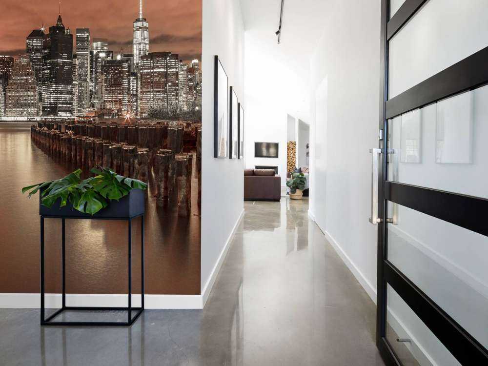 Manhattan skyline with breakwaters