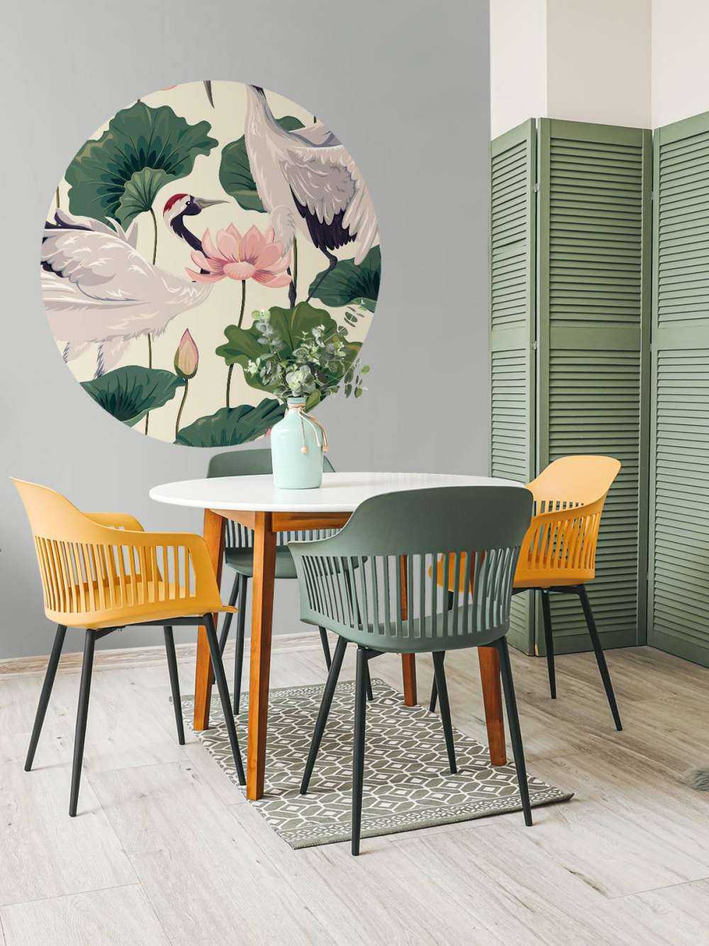 Crane couple with lotus