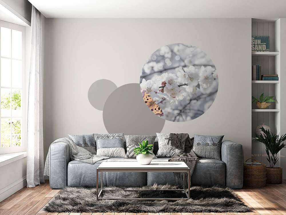 Butterfly with white blossoms