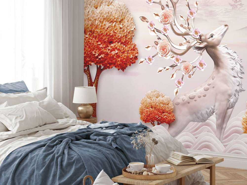 Deer with flowers