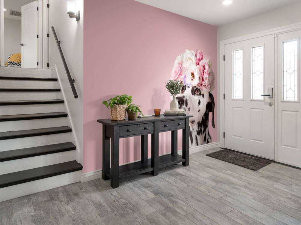 Dalmatian with colored flowers