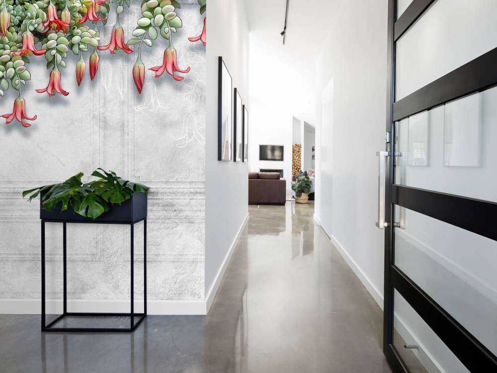 Exotic flowers on concrete