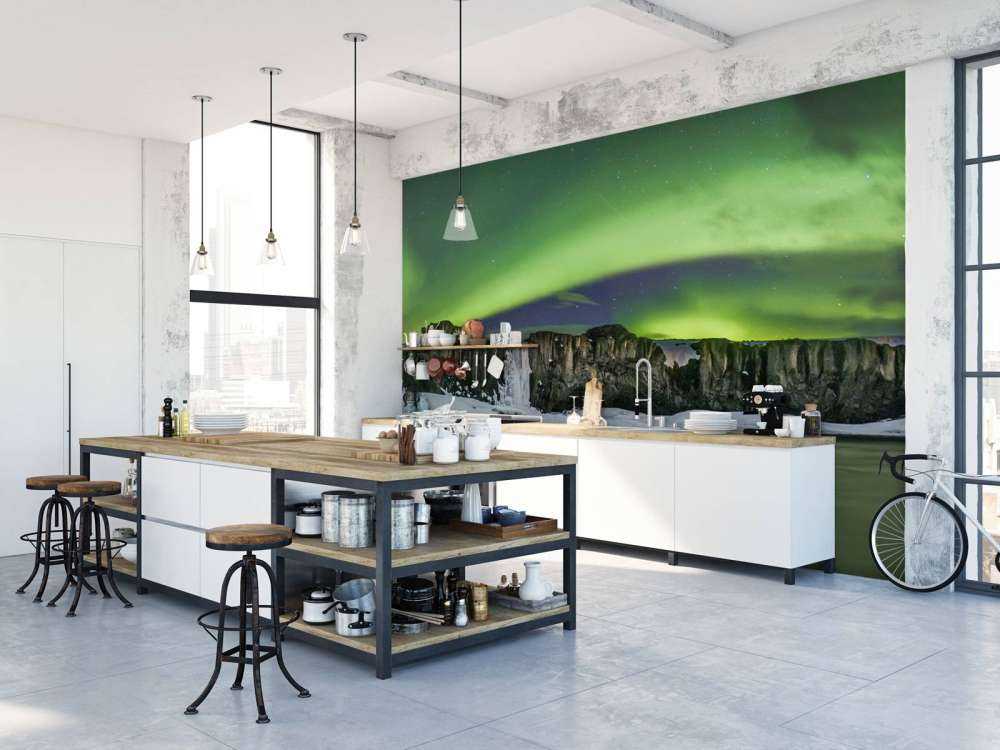 Panorama photo of the Northern Lights