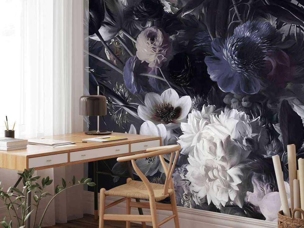 Big bouquet with blue anemones