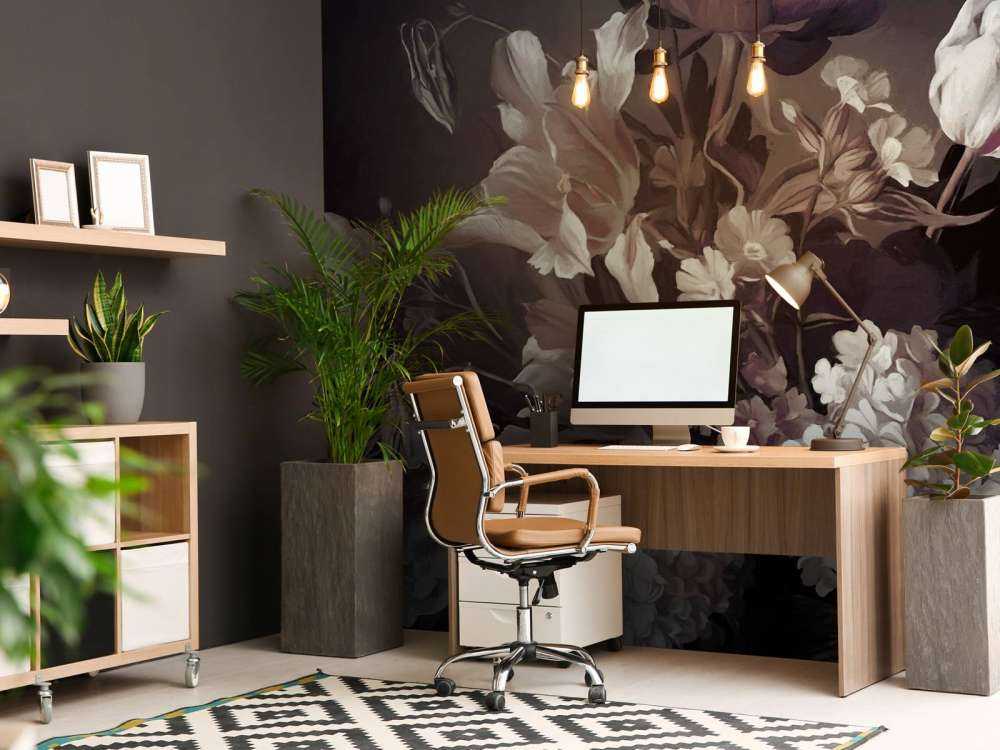 Bouquet with purple tulips