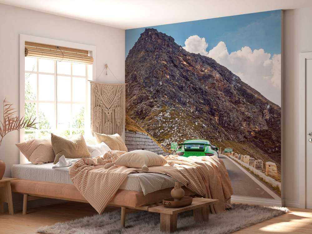 Mountain pass with sports car