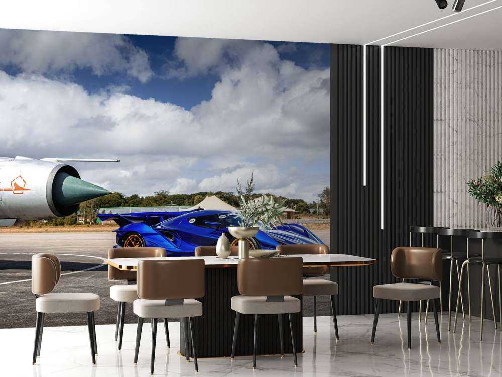 Futuristic supercar at the airport