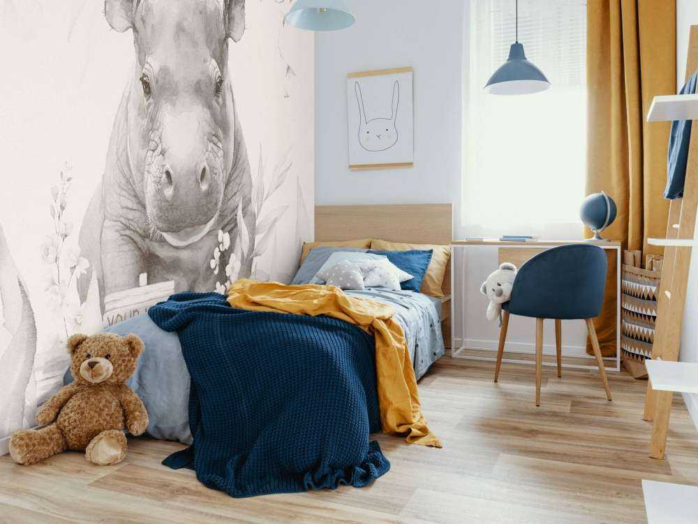 Baby hippo in the jungle beige