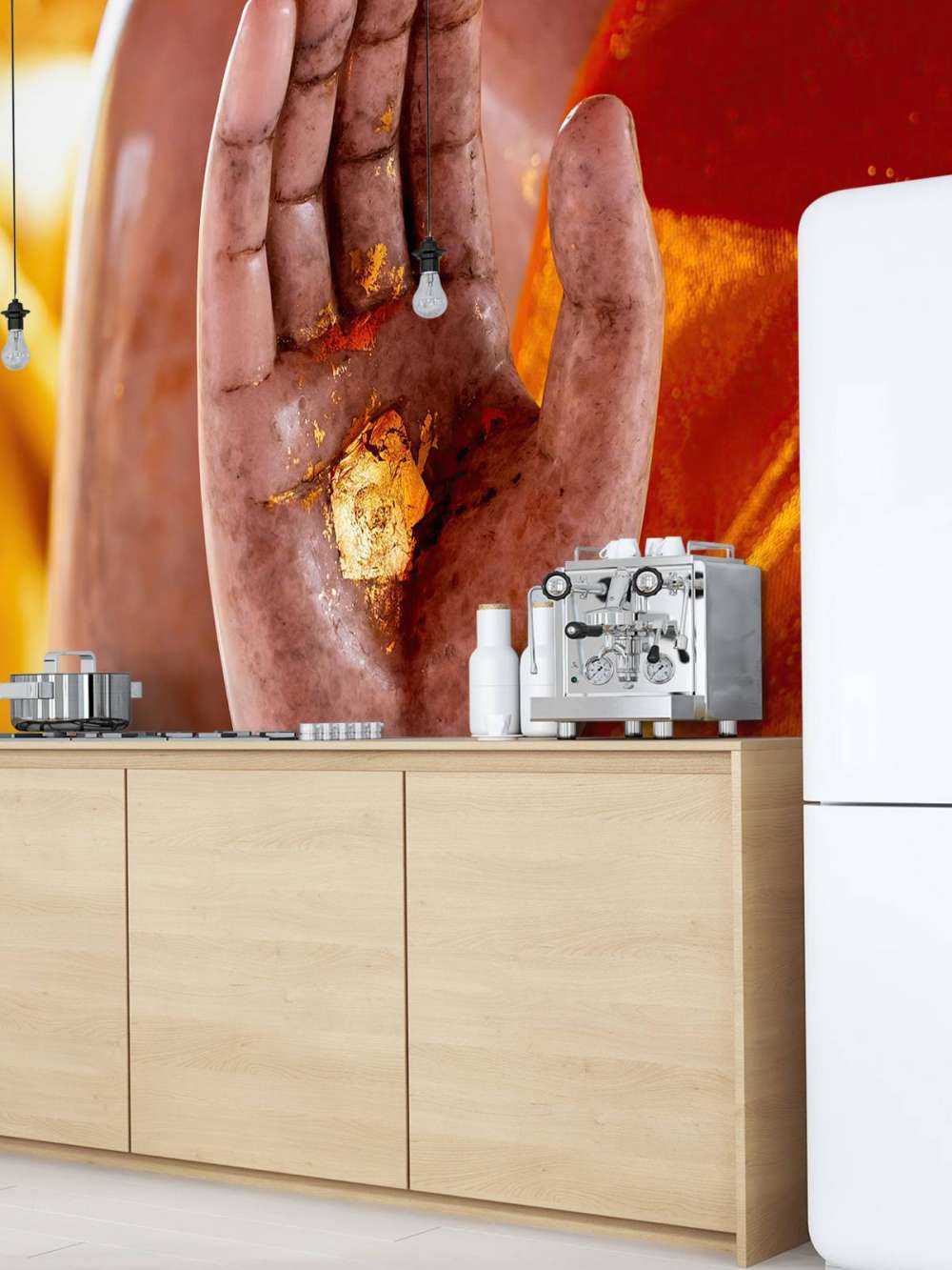 Palm with gold plaque Temple complex Bangkok (Thailand)  