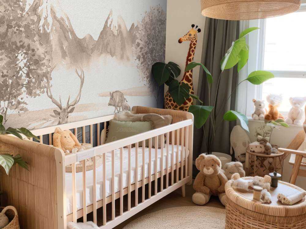 Forest with animals in taupe