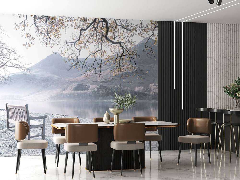 Bench by a quiet lake